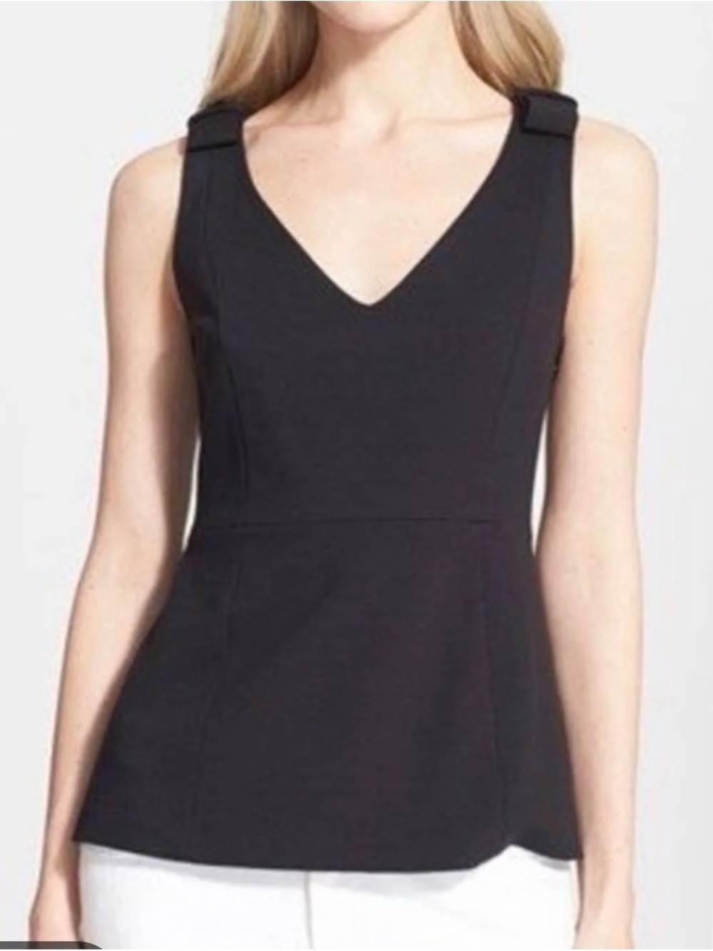 kate spade Black V-Neck Sleeveless Peplum Top